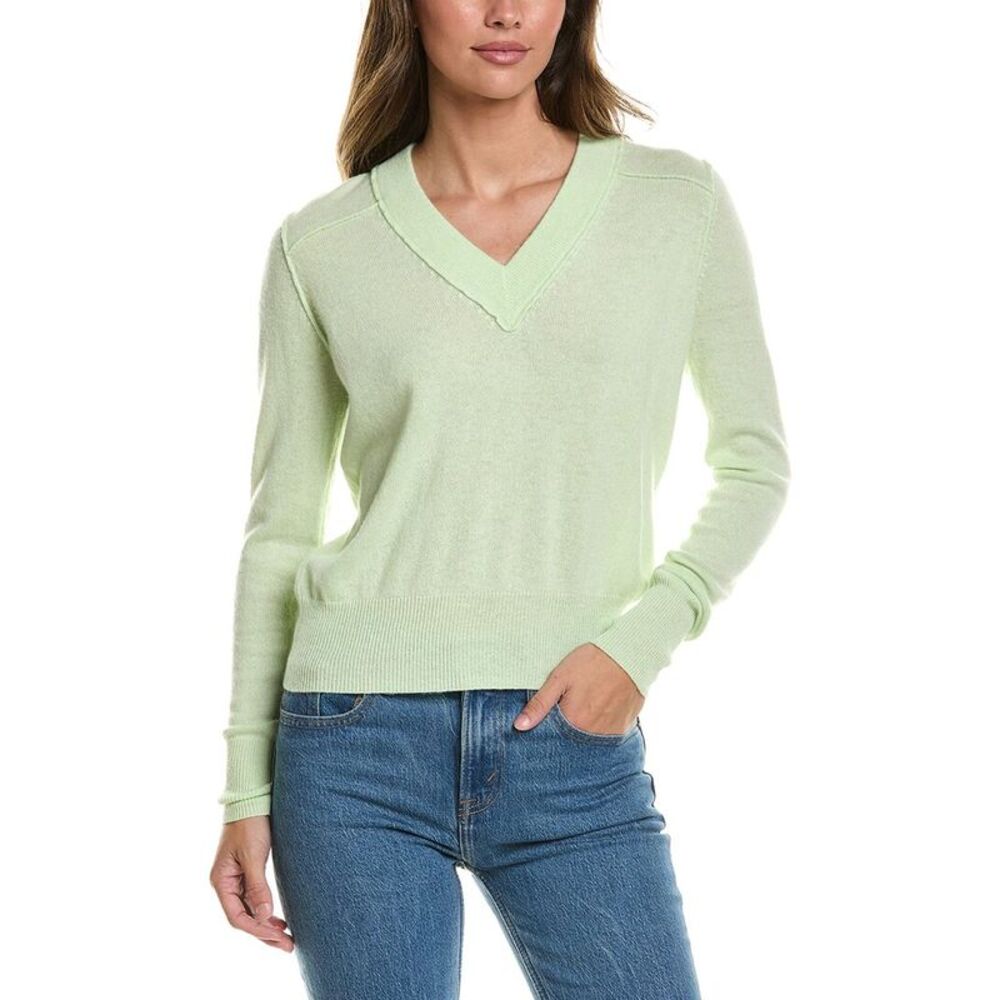 Autumn Cashmere Womens  Cropped Cashmere Sweater, Green